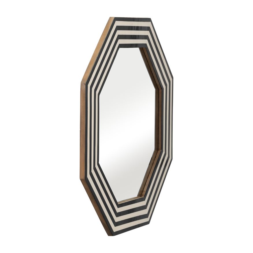 Sagebrook Resin Octagon Mirror - Black/White