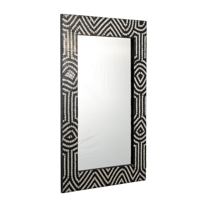 Sagebrook Mosaic Modern Tiled Rect Mirror - Black/White