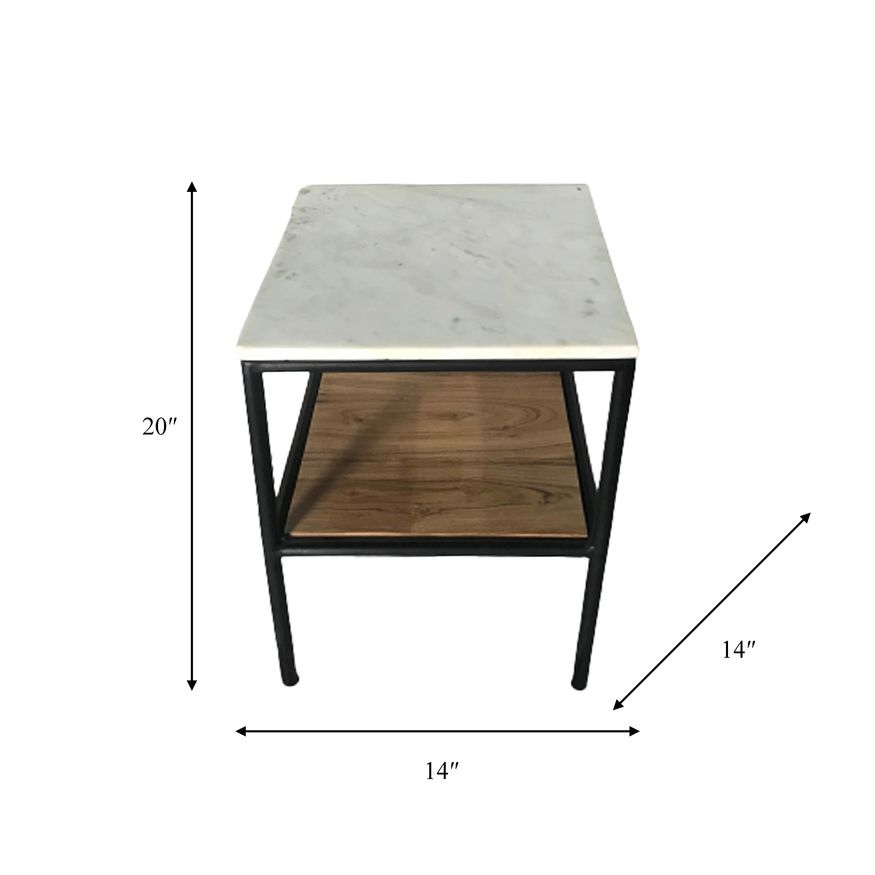 Sagebrook - Side Table Marble Top in Brown/White