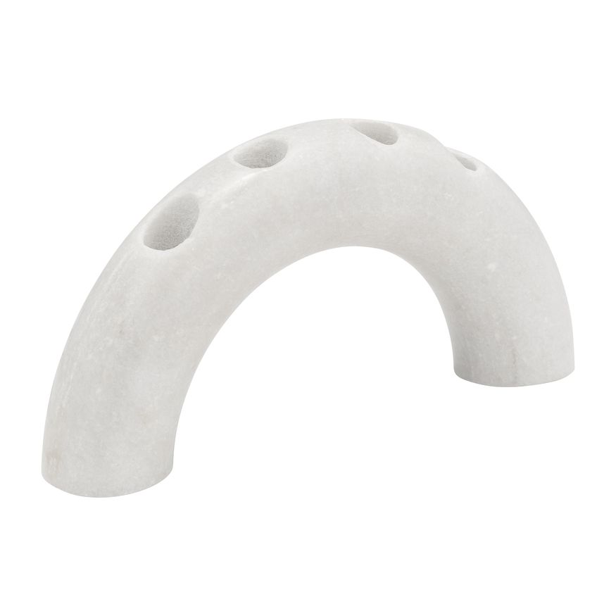 Sagebrook - 10" Marble 4-Taper Candle Holder in White