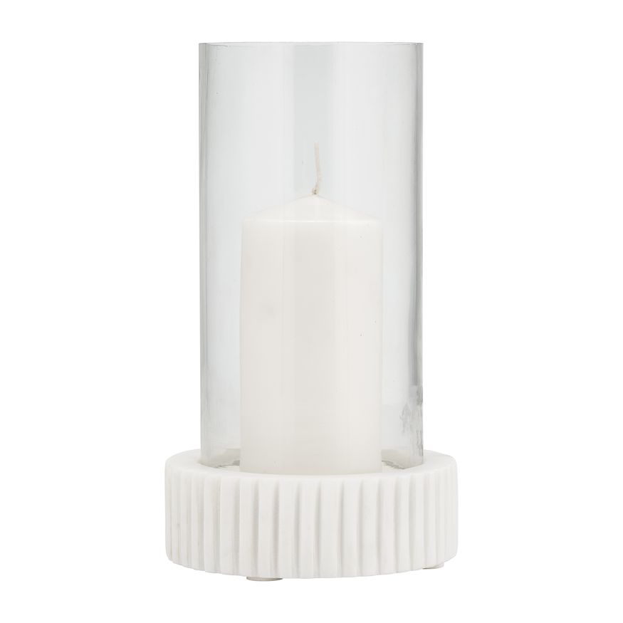 Sagebrook - 11" Marble Hurricane Holder in White