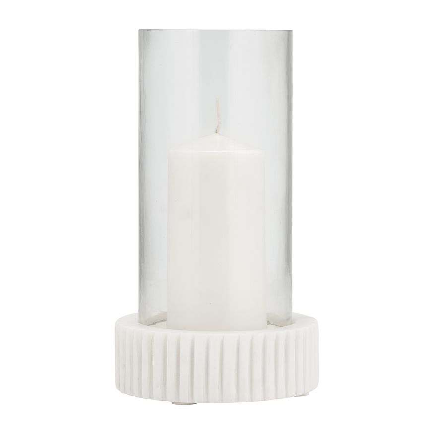 Sagebrook - 11" Marble Hurricane Holder in White