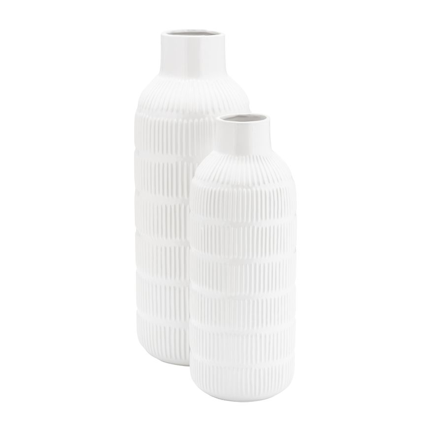 Sagebrook 21" Ceramic Pearl Stripe Vase - White