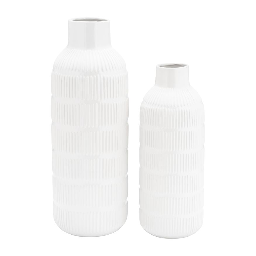 Sagebrook 21" Ceramic Pearl Stripe Vase - White