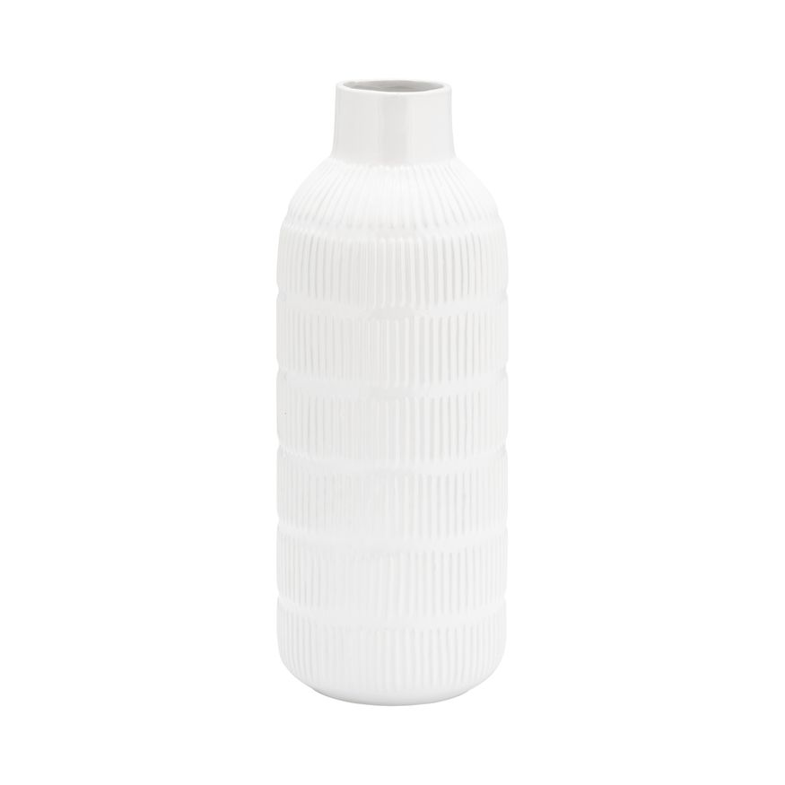 Sagebrook 17" Ceramic Pearl Stripe Vase - White