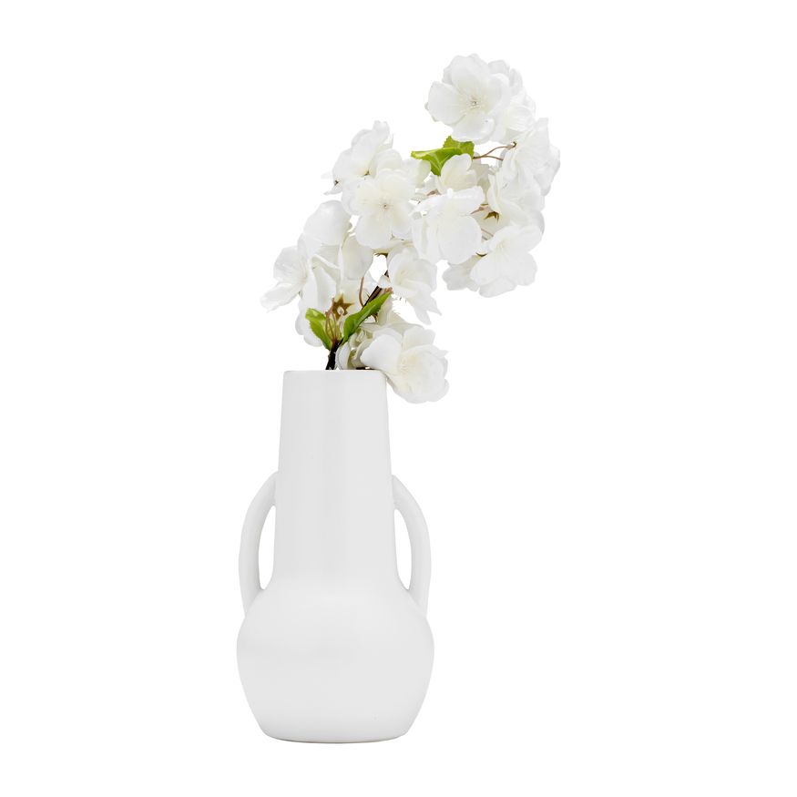 Sagebrook 8" Ceramic Vase With Handles - White