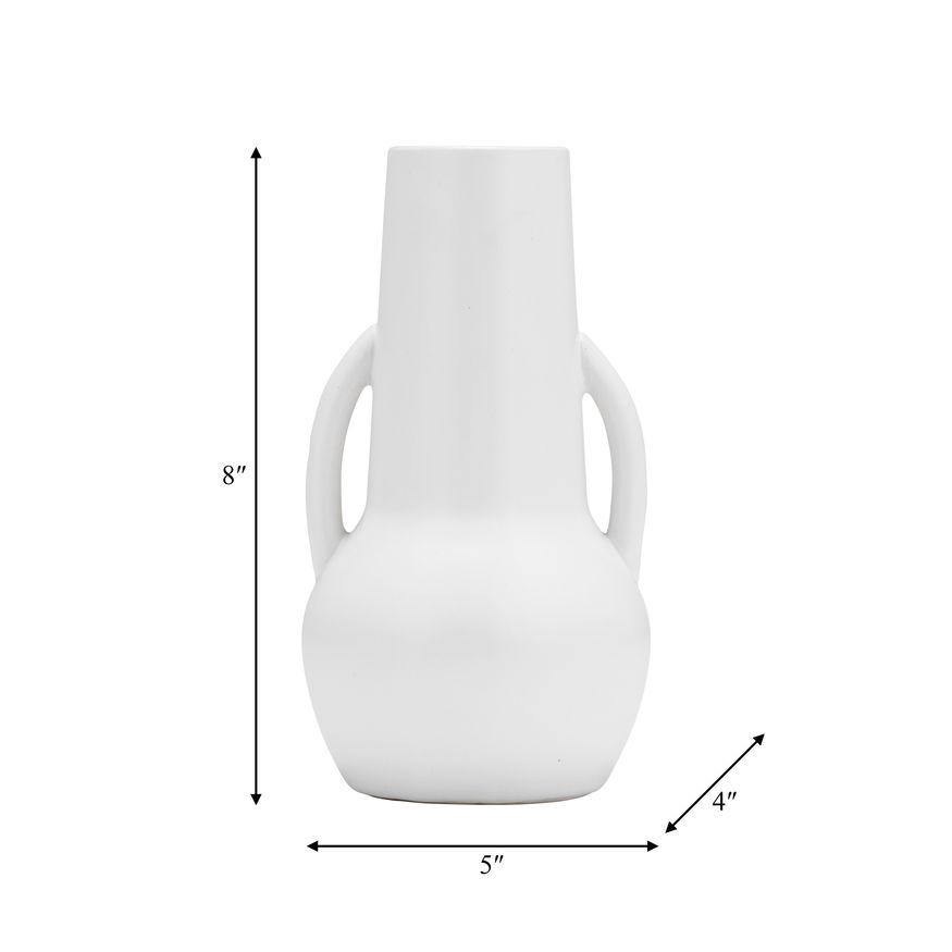 Sagebrook 8" Ceramic Vase With Handles - White