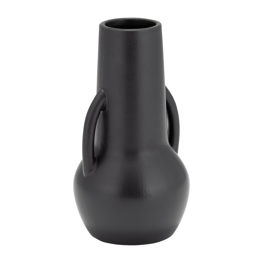 Sagebrook 8" Ceramic Vase With Handles - Black