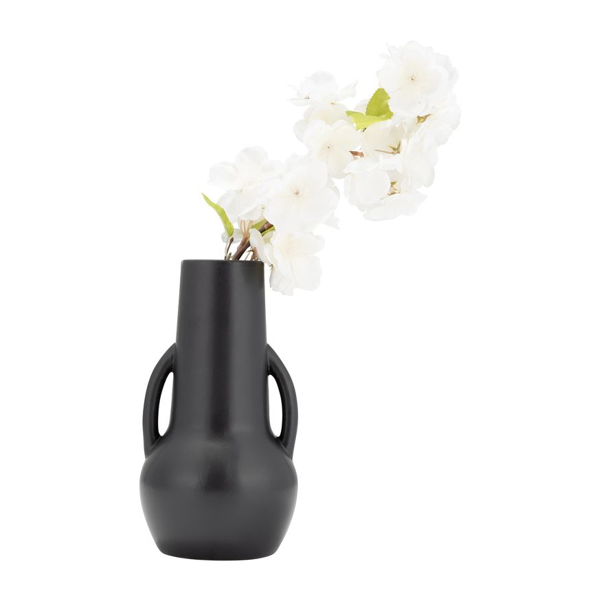 Sagebrook 8" Ceramic Vase With Handles - Black