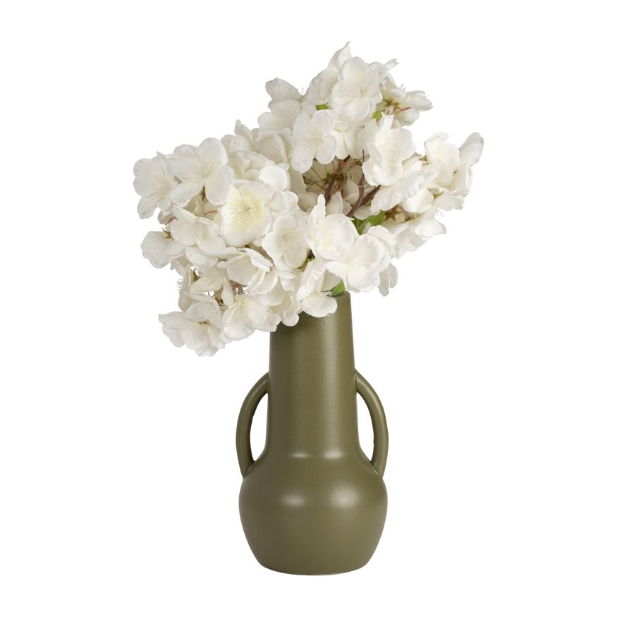 Sagebrook 8" Ceramic Vase With Handles - Olive