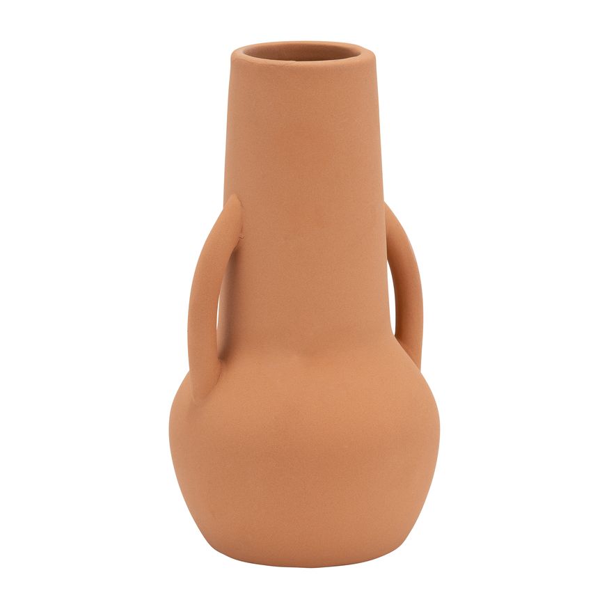 Sagebrook 8" Ceramic Vase With Handles - Terracotta