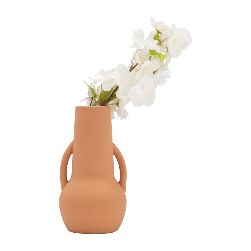 Sagebrook 8" Ceramic Vase With Handles - Terracotta