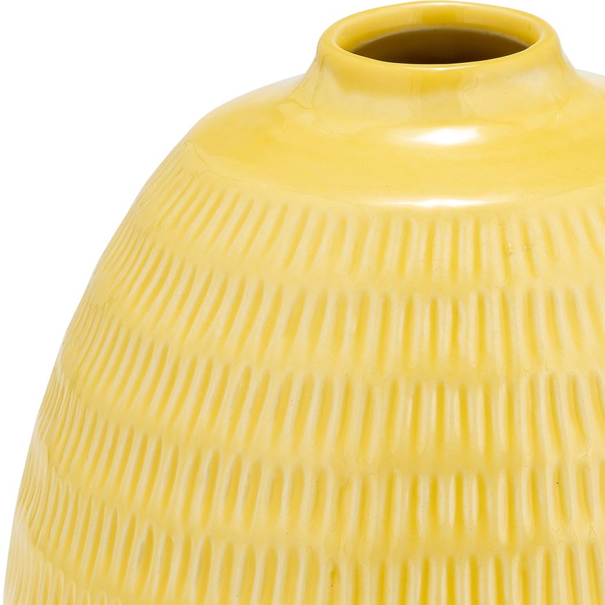 Sagebrook 7" Ceramic Stripe Oval Vase - Yellow