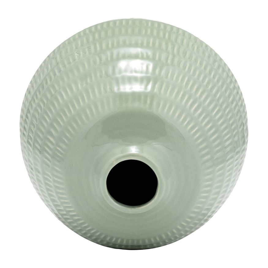 Sagebrook 7" Ceramic Stripe Oval Vase - Dark Sage