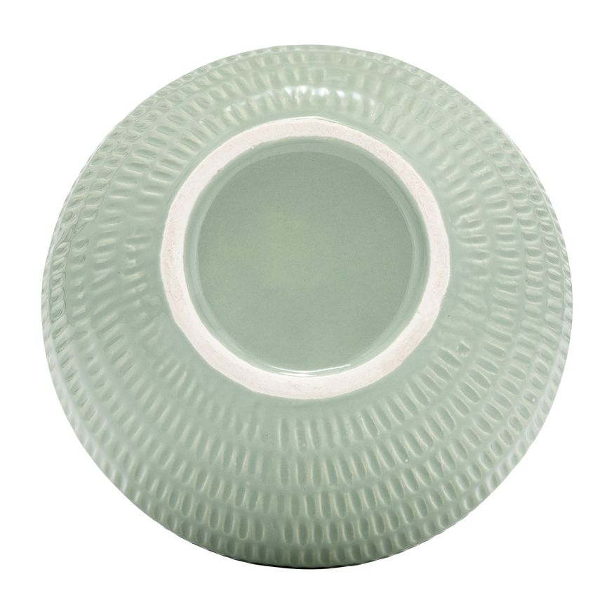 Sagebrook 7" Ceramic Stripe Oval Vase - Dark Sage