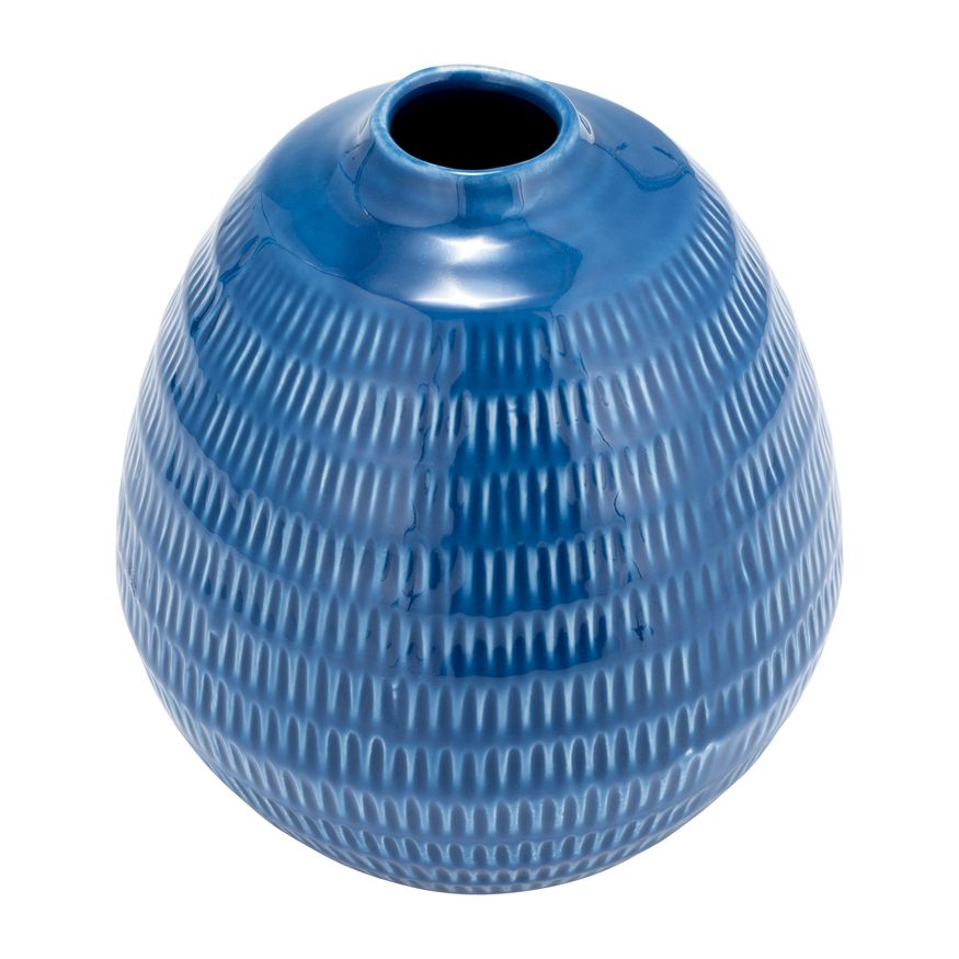 Sagebrook™ 7" Ceramic Stripe Oval Vase - Coastal Blue