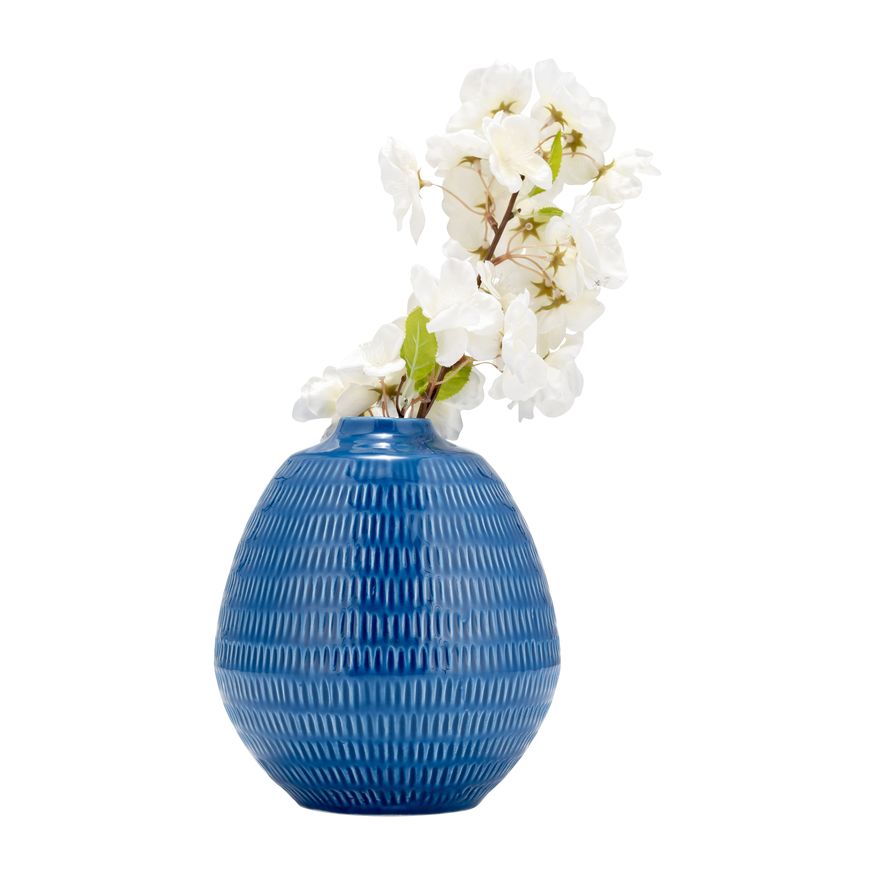 Sagebrook™ 7" Ceramic Stripe Oval Vase - Coastal Blue