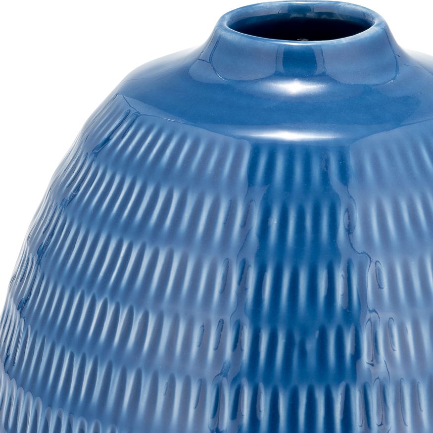 Sagebrook™ 7" Ceramic Stripe Oval Vase - Coastal Blue