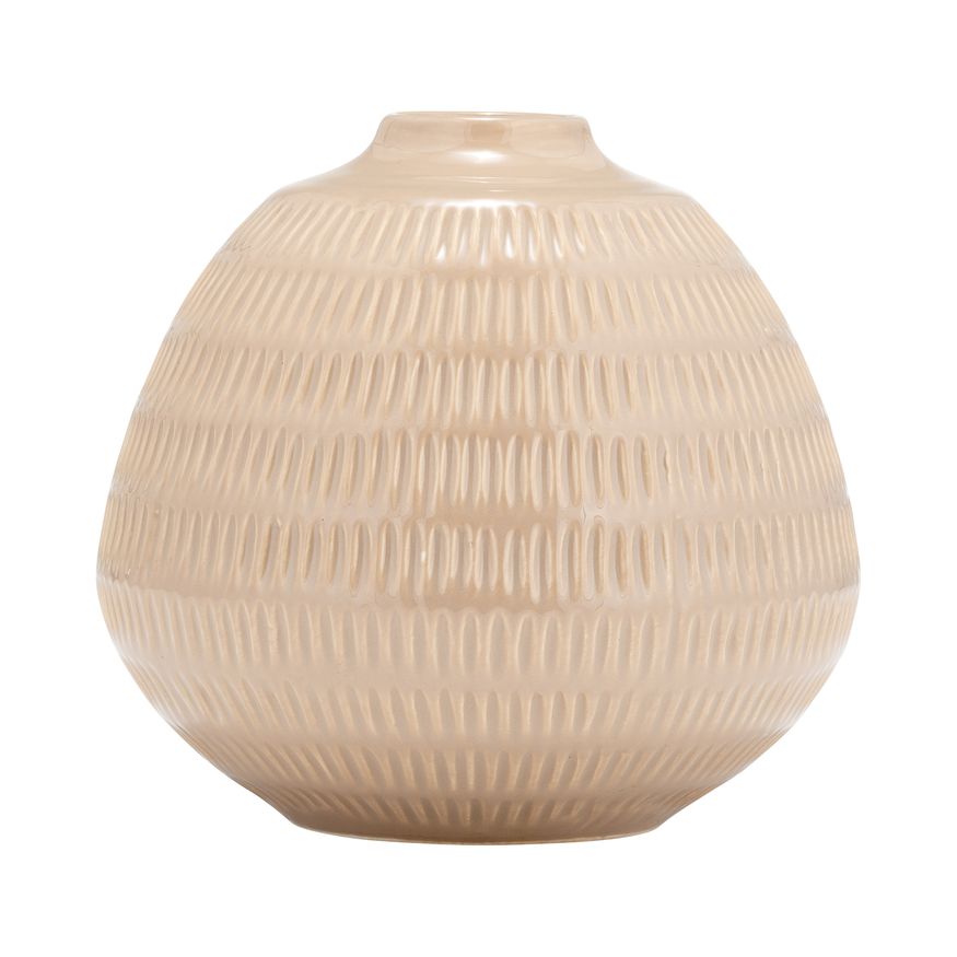 Sagebrook 6" Ceramic Stripe Oval Vase