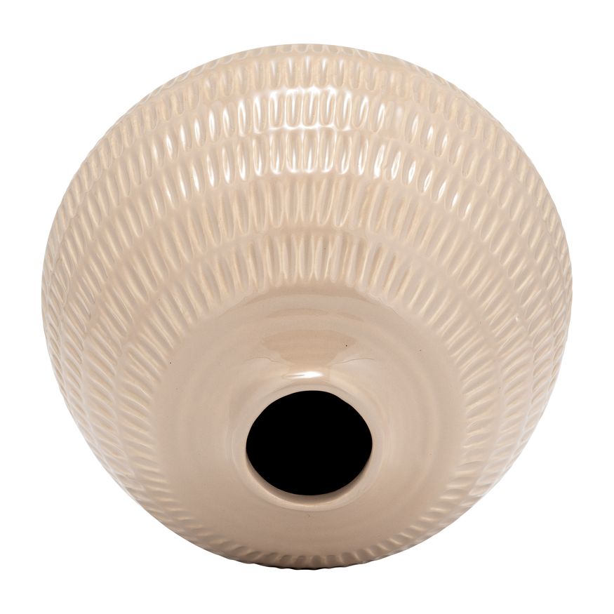 Sagebrook 6" Ceramic Stripe Oval Vase - Irish Cream