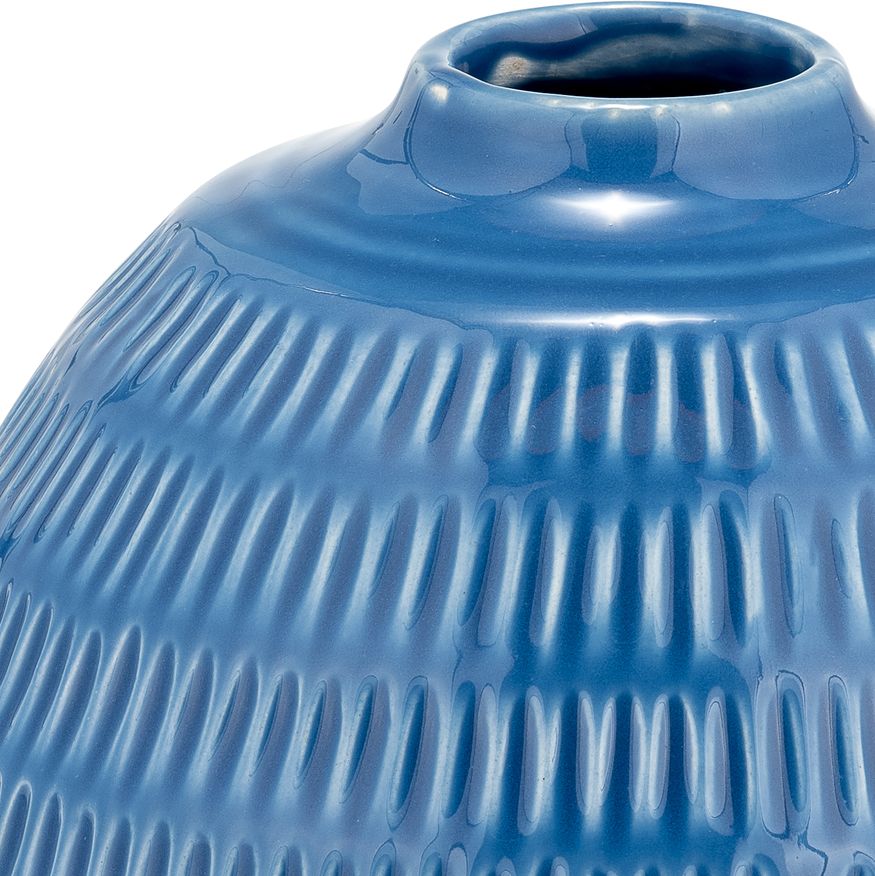 Sagebrook 6" Ceramic Stripe Oval Vase - Coastal Blue