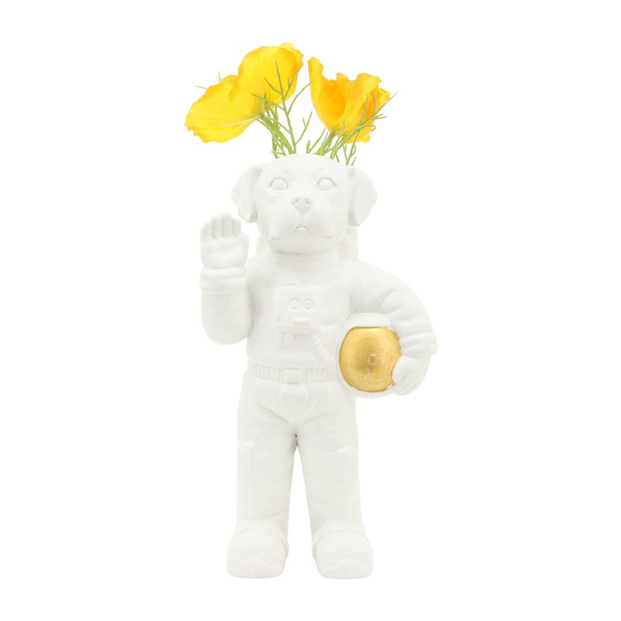 Sagebrook 12" Ceramic Astro Dog Decor - White/Gold