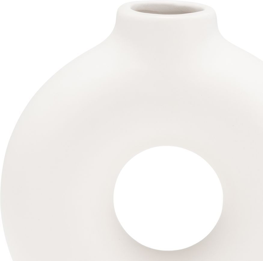 Sagebrook 7" Ceramic Donut Footed Vase - White