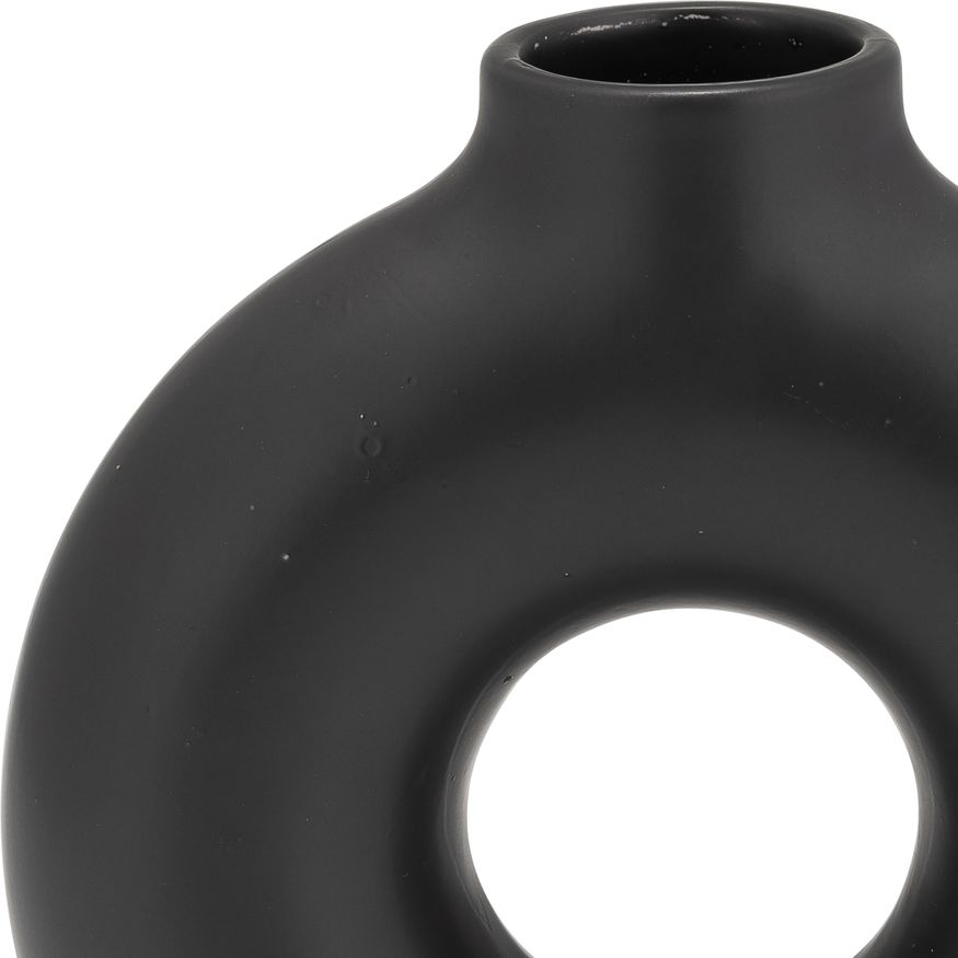 Sagebrook 7" Ceramic Donut Footed Vase - Black