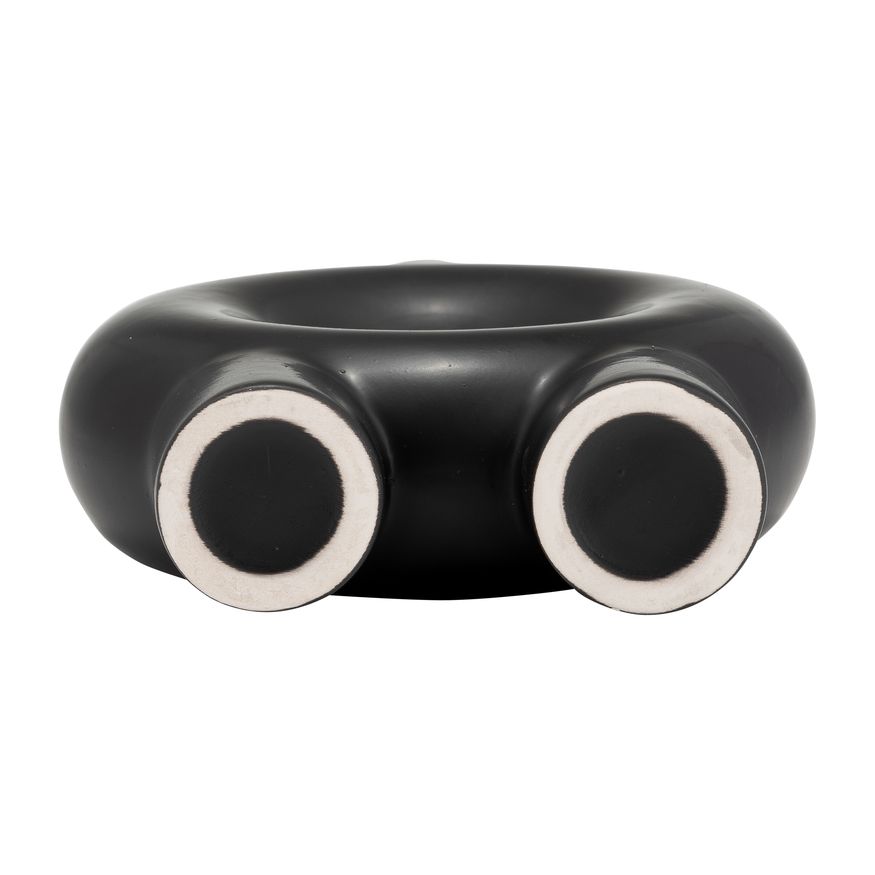 Sagebrook 7" Ceramic Donut Footed Vase - Black