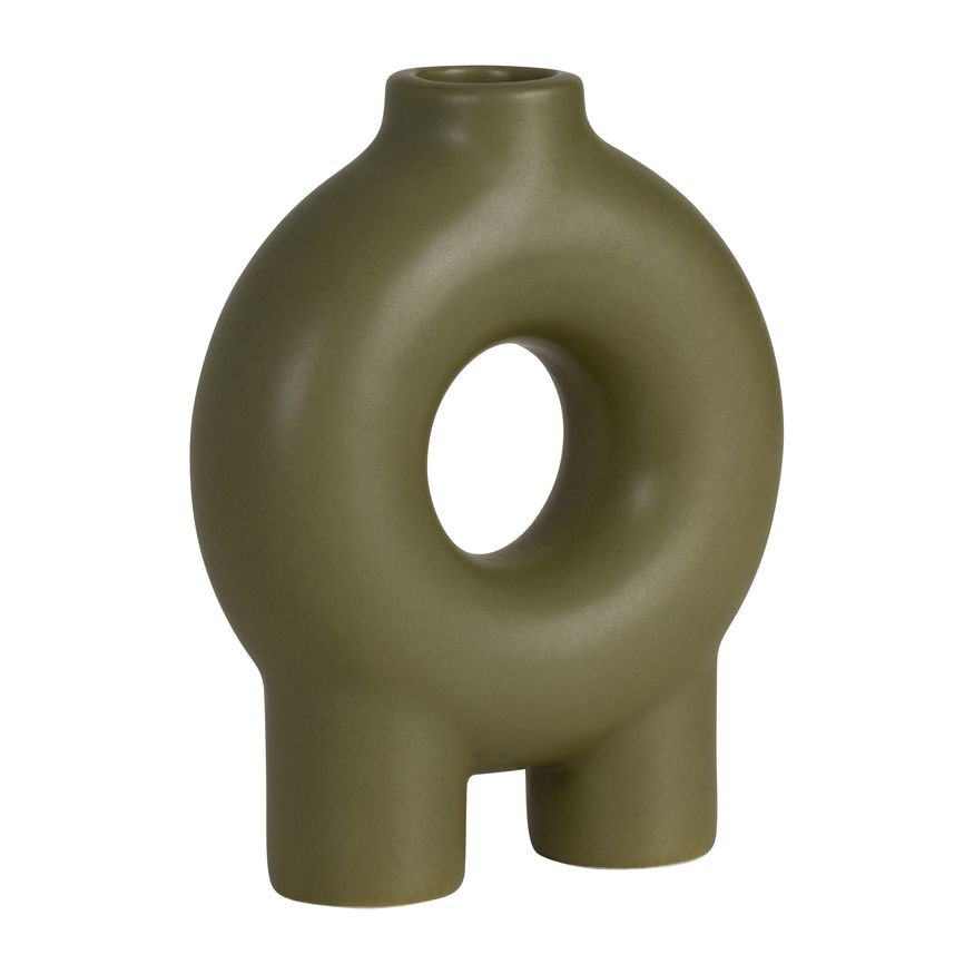 Sagebrook 7" Ceramic Donut Footed Vase - Olive