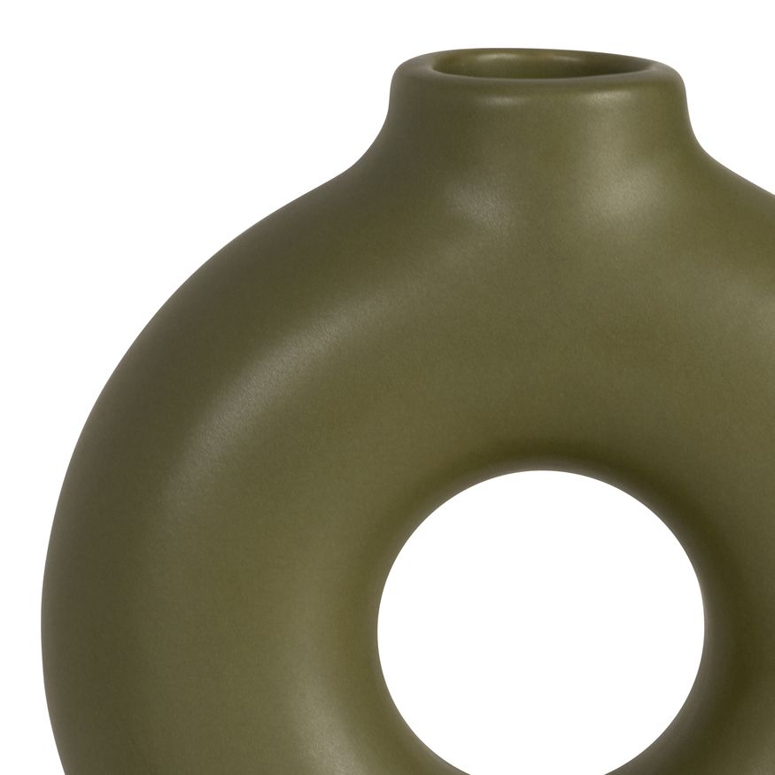 Sagebrook 7" Ceramic Donut Footed Vase - Olive