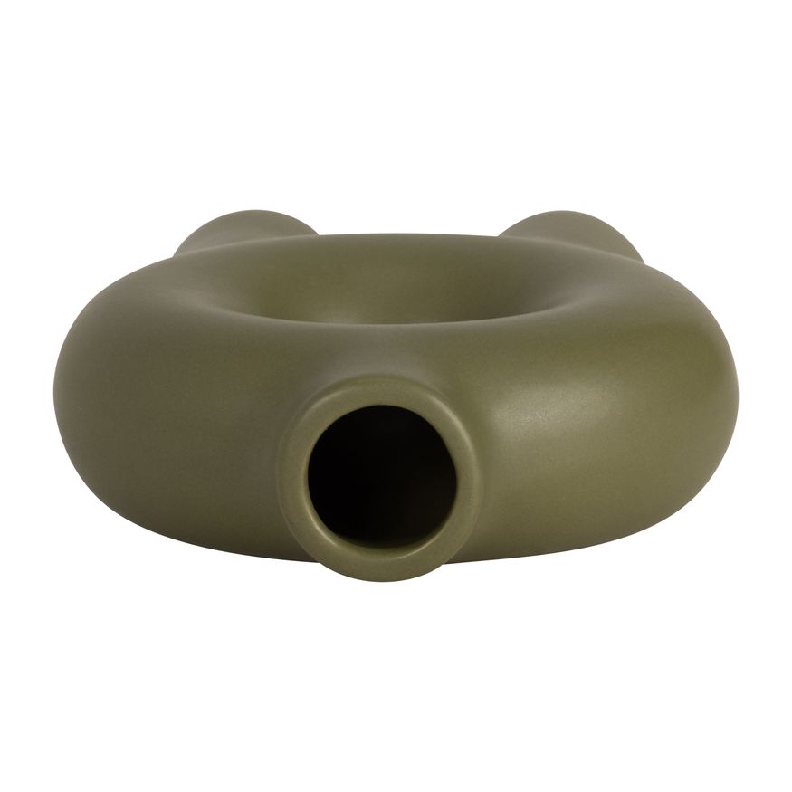 Sagebrook 7" Ceramic Donut Footed Vase - Olive