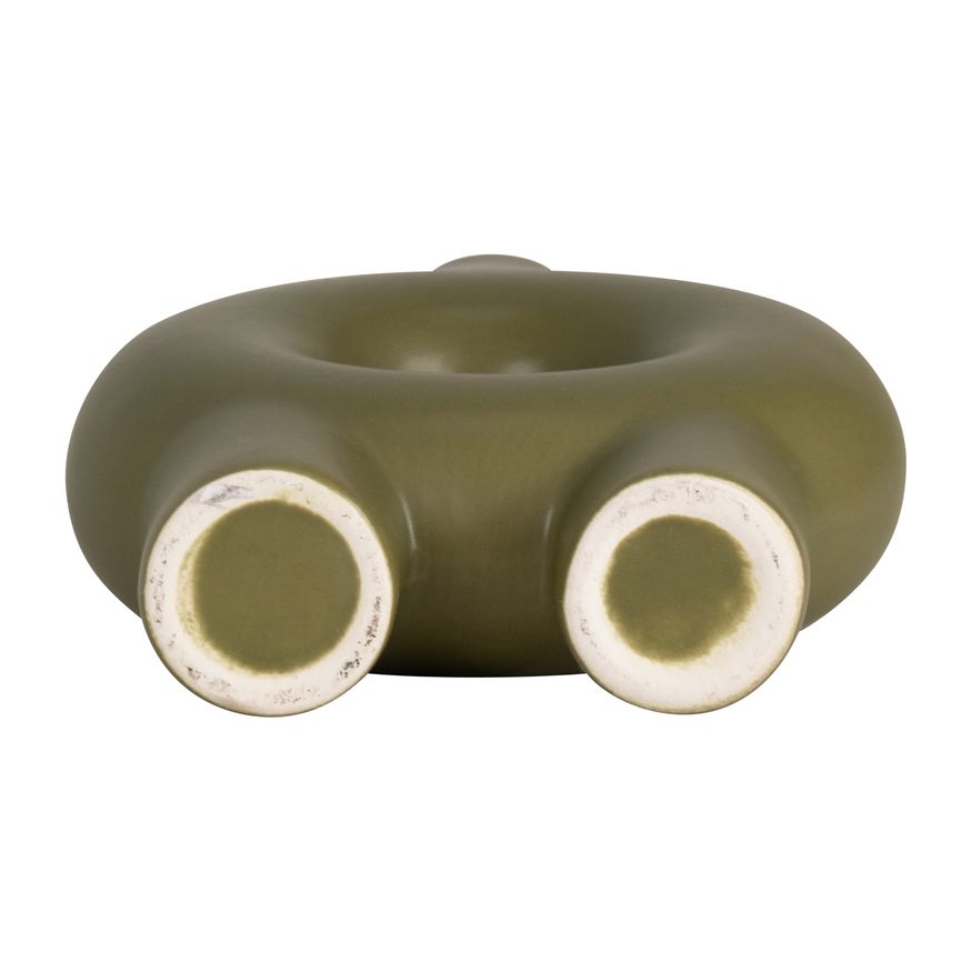 Sagebrook 7" Ceramic Donut Footed Vase - Olive