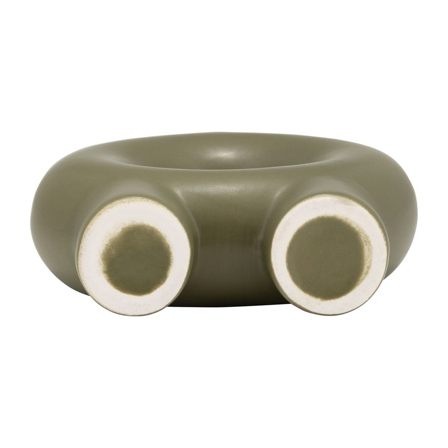 Sagebrook 7" Ceramic Donut Footed Vase - Olive