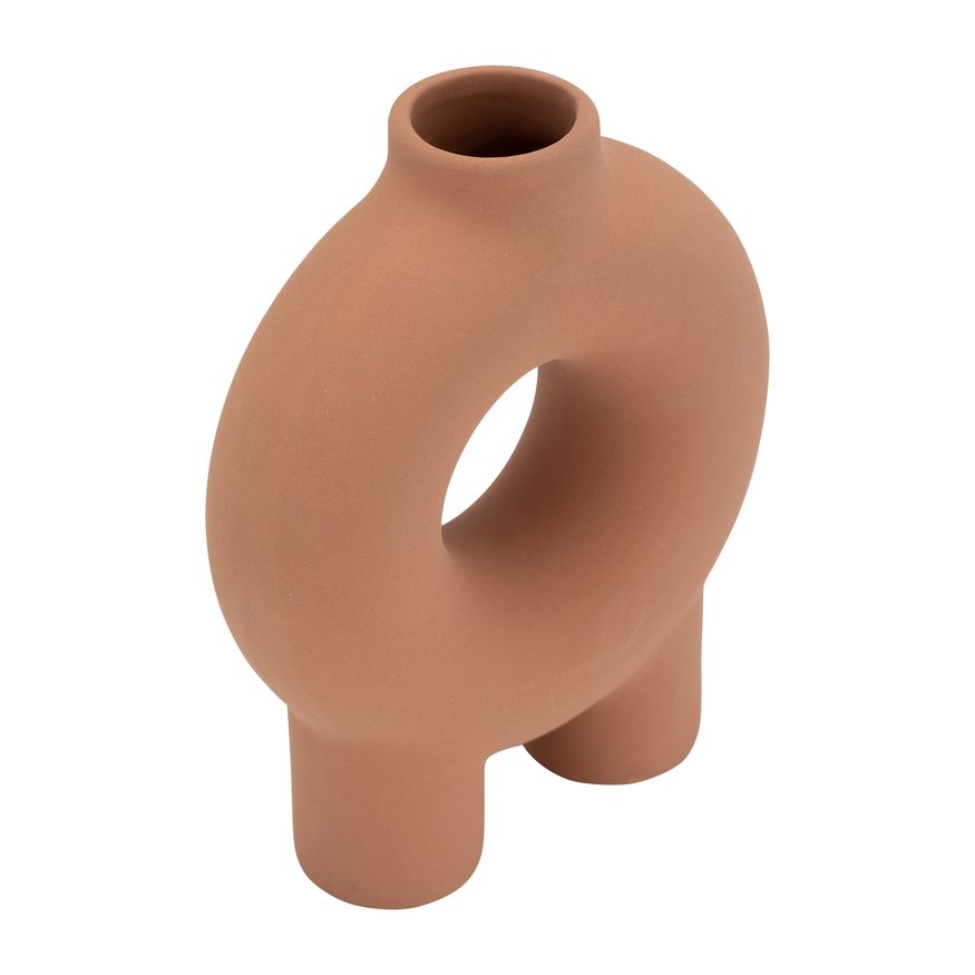 Sagebrook 7" Ceramic Donut Footed Vase - Terracotta