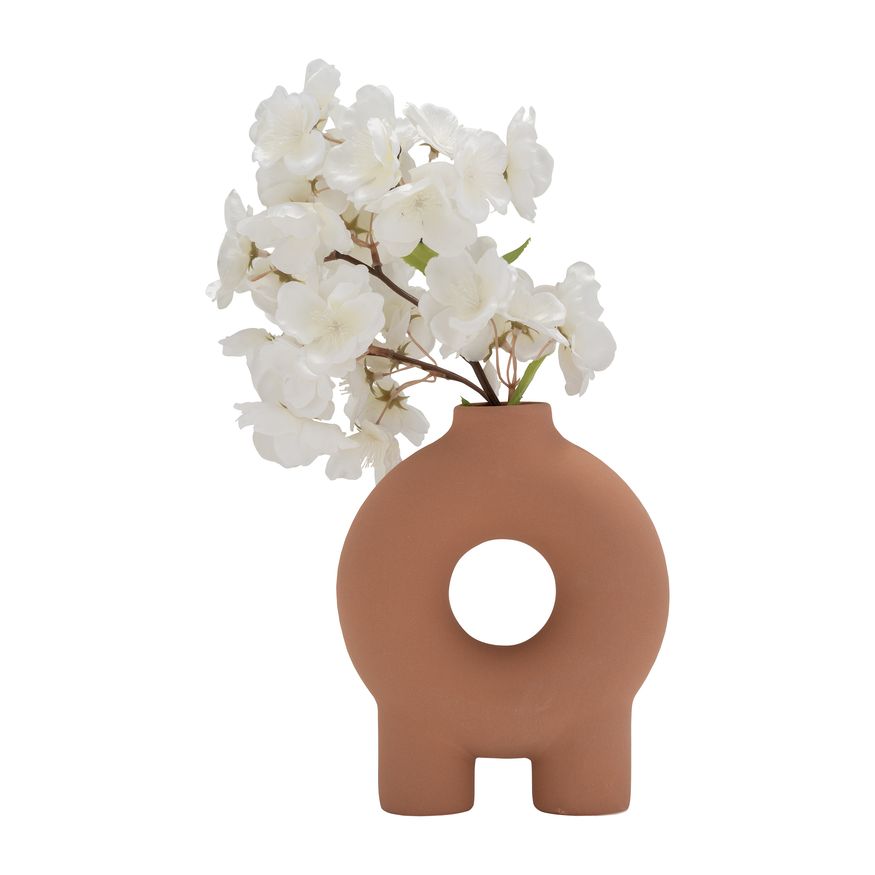 Sagebrook 7" Ceramic Donut Footed Vase - Terracotta