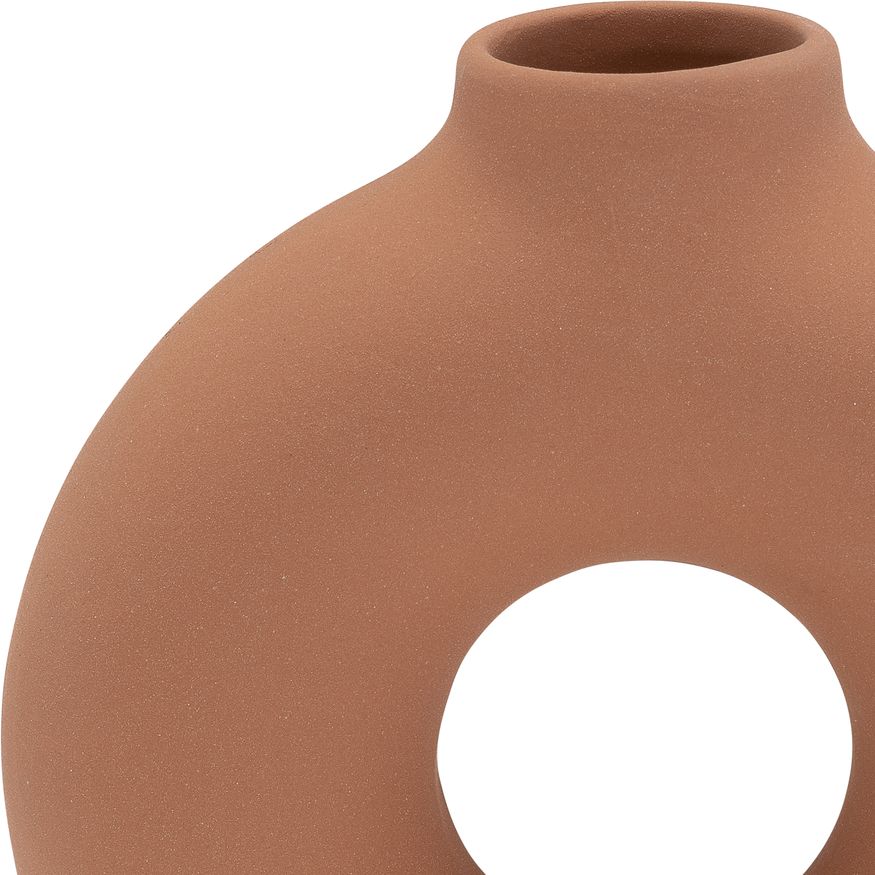 Sagebrook 7" Ceramic Donut Footed Vase - Terracotta