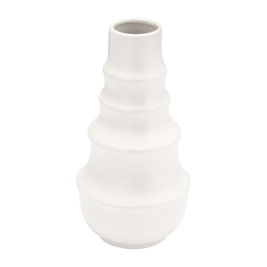 Sagebrook™ 11" Ceramic Ring Pattern Vase - White