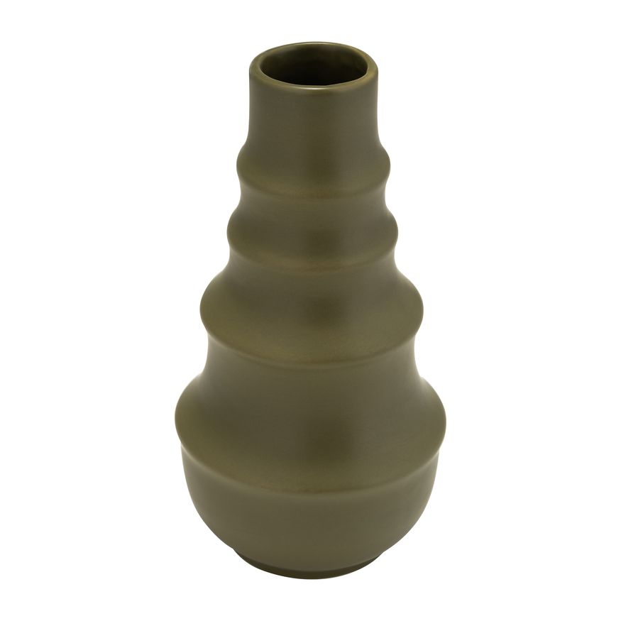 Sagebrook™ 11" Ceramic Ring Pattern Vase - Olive