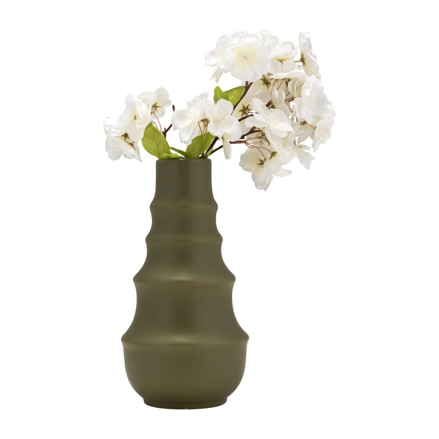 Sagebrook™ 11" Ceramic Ring Pattern Vase - Olive