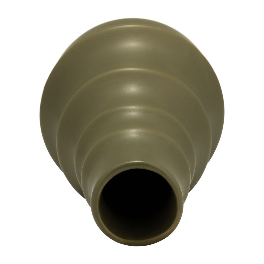 Sagebrook™ 11" Ceramic Ring Pattern Vase - Olive