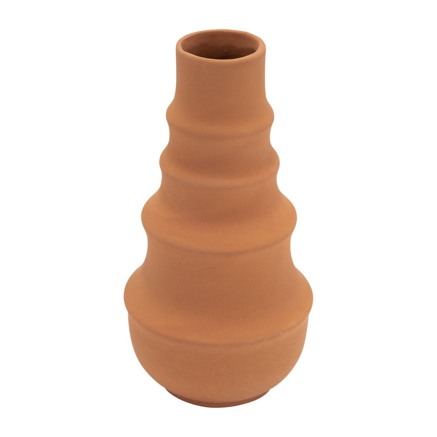 Sagebrook 11" Ceramic Ring Pattern Vase - Terracotta