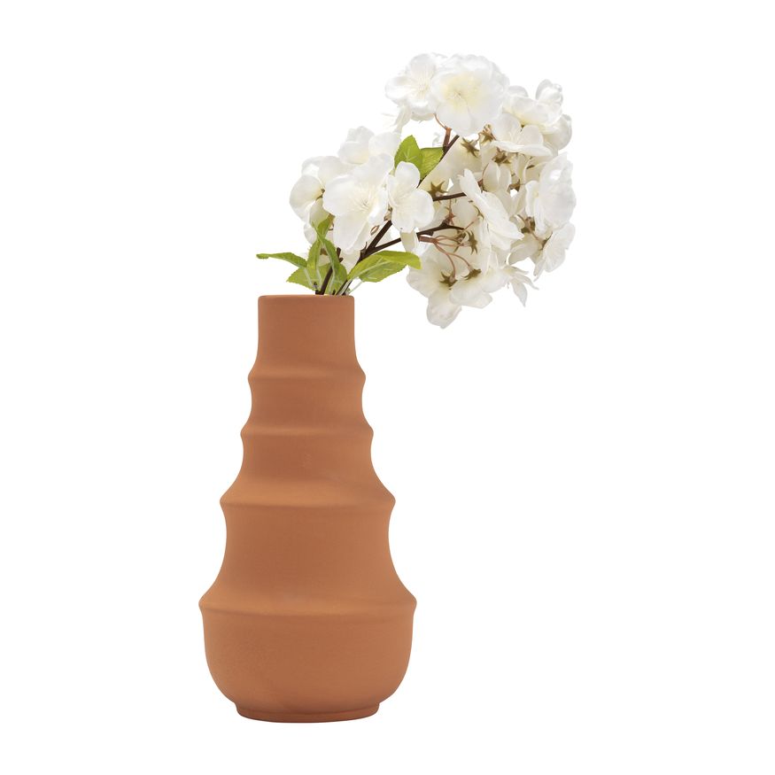 Sagebrook 11" Ceramic Ring Pattern Vase - Terracotta