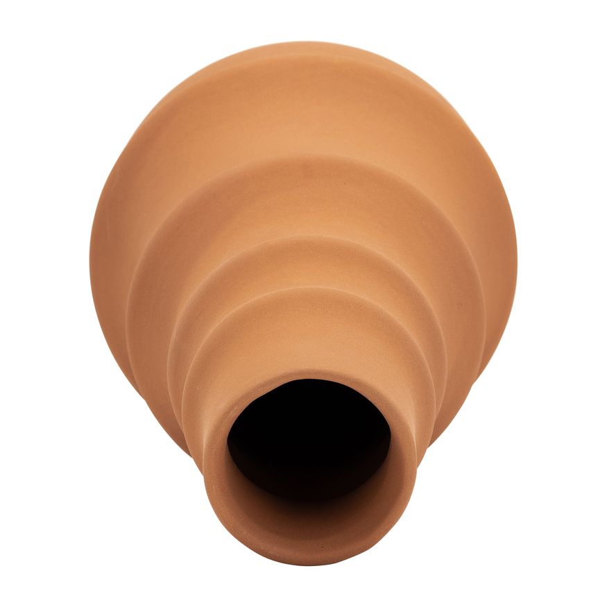 Sagebrook 11" Ceramic Ring Pattern Vase - Terracotta