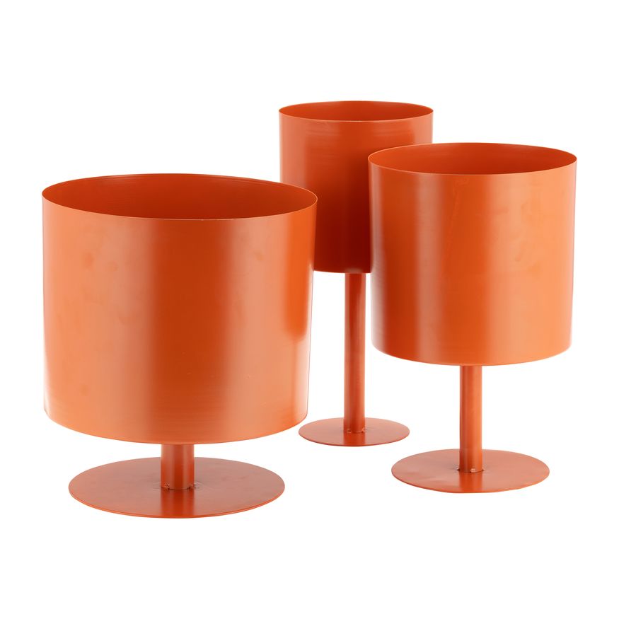 Sagebrook 10" Metal Flat Round Base Planter - Burnt Orange