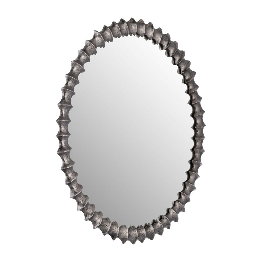 Sagebrook Metal Ring Texture Mirror - Brushed Nickel