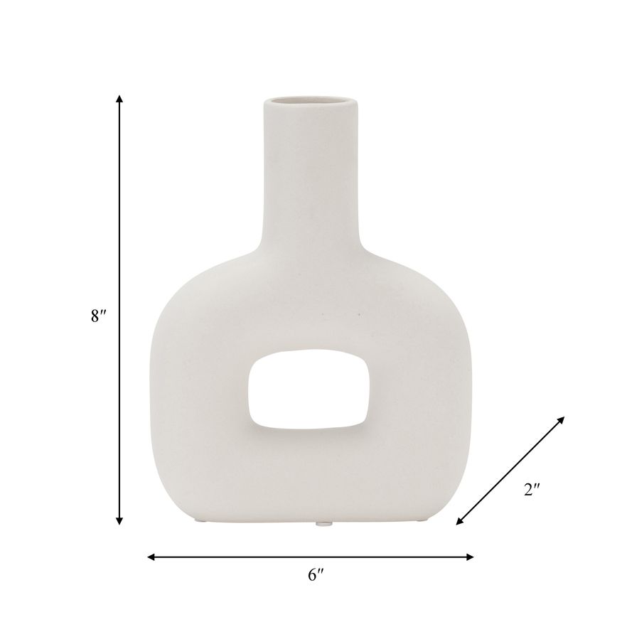 Sagebrook 8" Dol Open Cut Vase - White