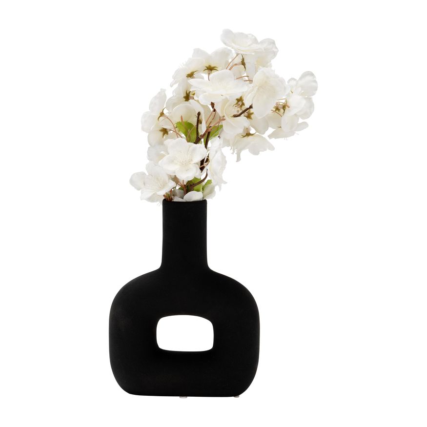 Sagebrook 8" Dol Open Cut Vase - Black