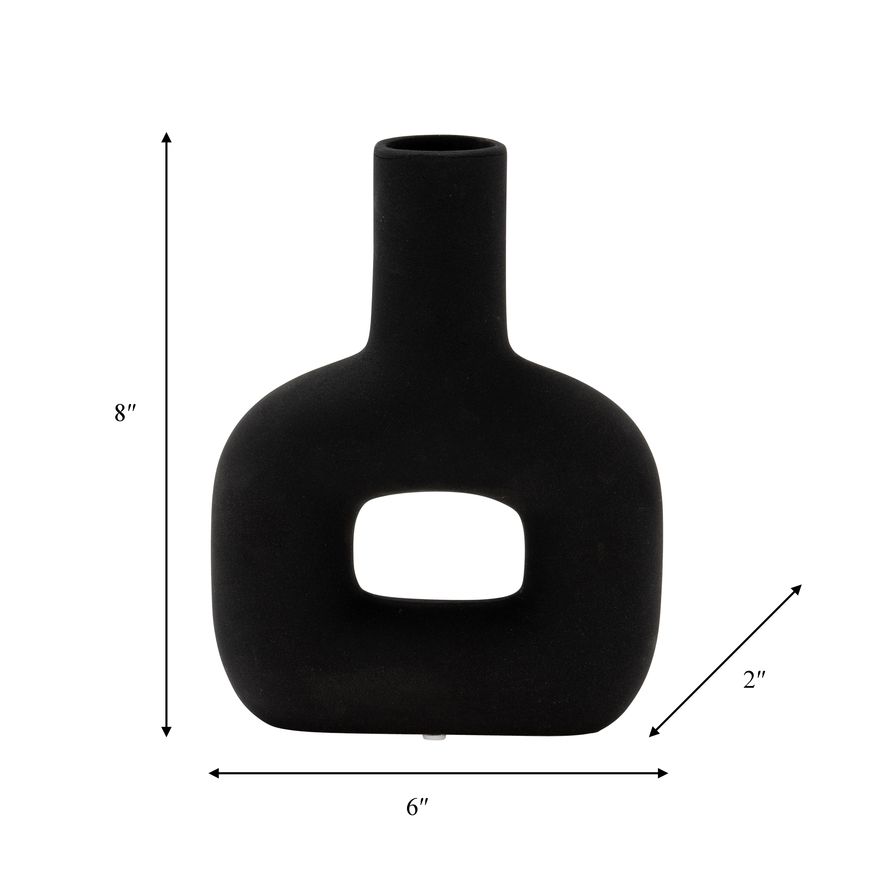 Sagebrook 8" Dol Open Cut Vase - Black