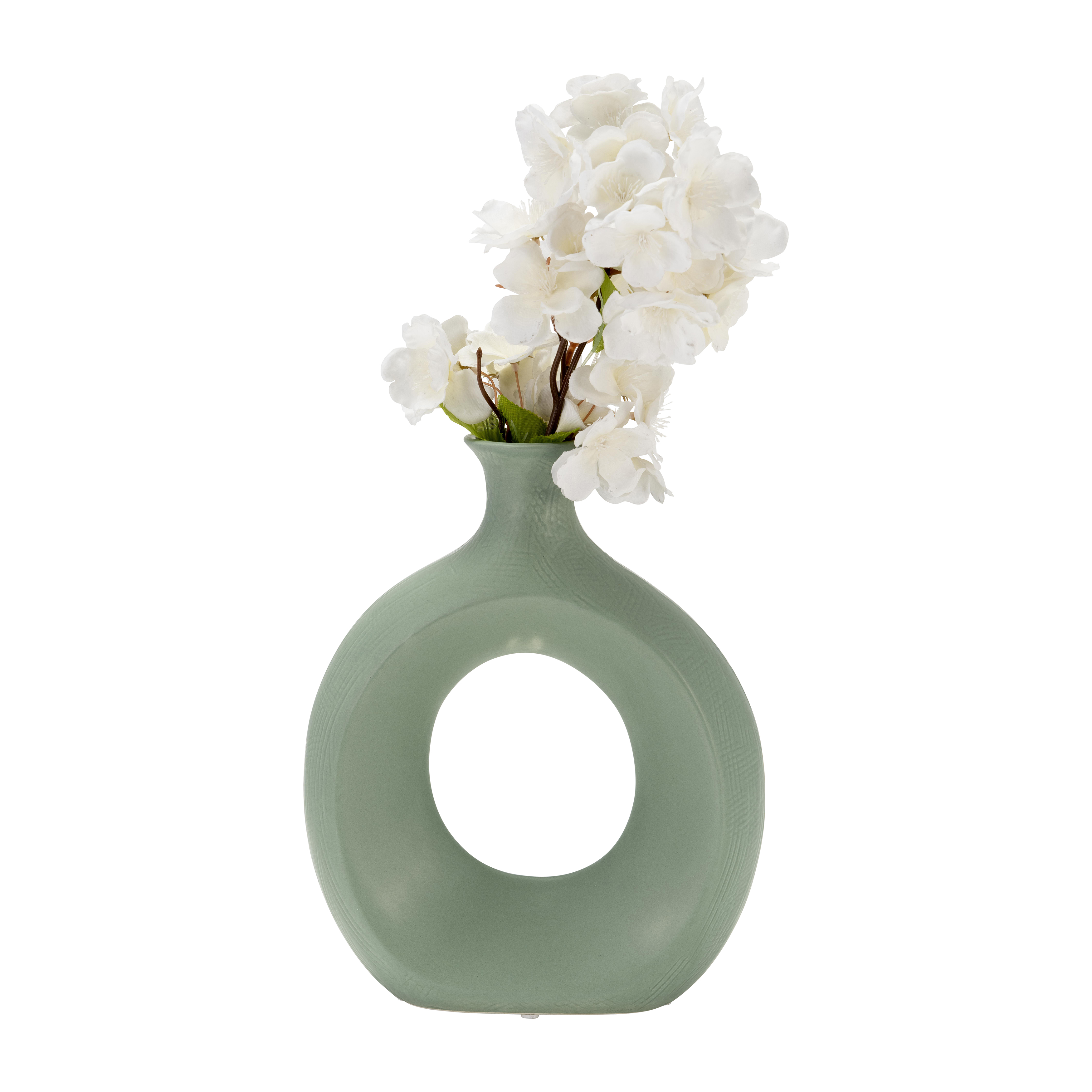 Sagebrook 10" Dolomite Open Cut Vase - Dark Sage